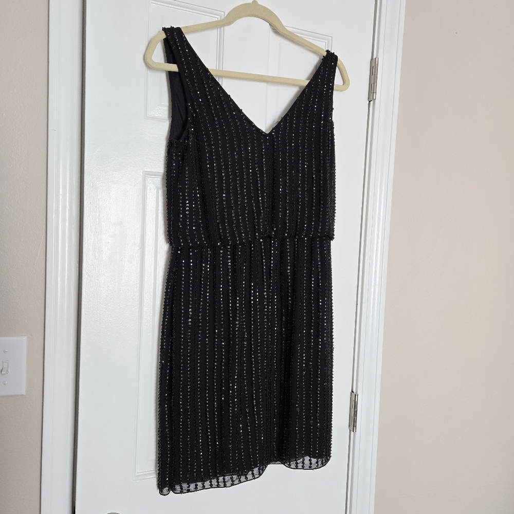 Adrianna Papell black sequin dress size 4